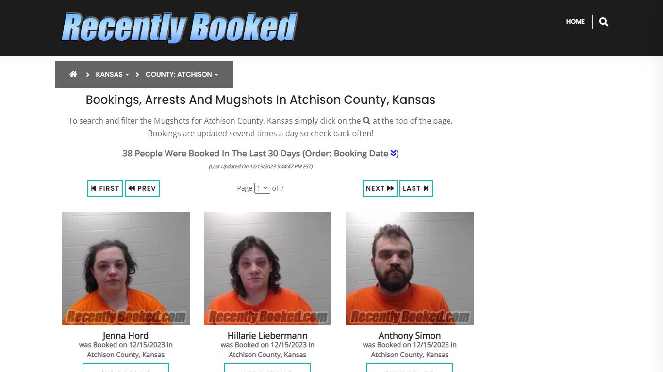 Bookings, Arrests and Mugshots in Atchison County, Kansas